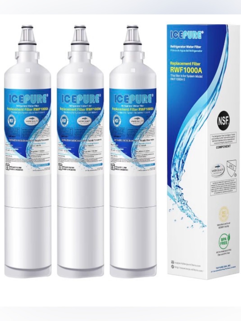 Fit For LG LT600P 5231JA2006A 5231JA2006F 5231JA2006B 469990 Water Filter 3 Pack